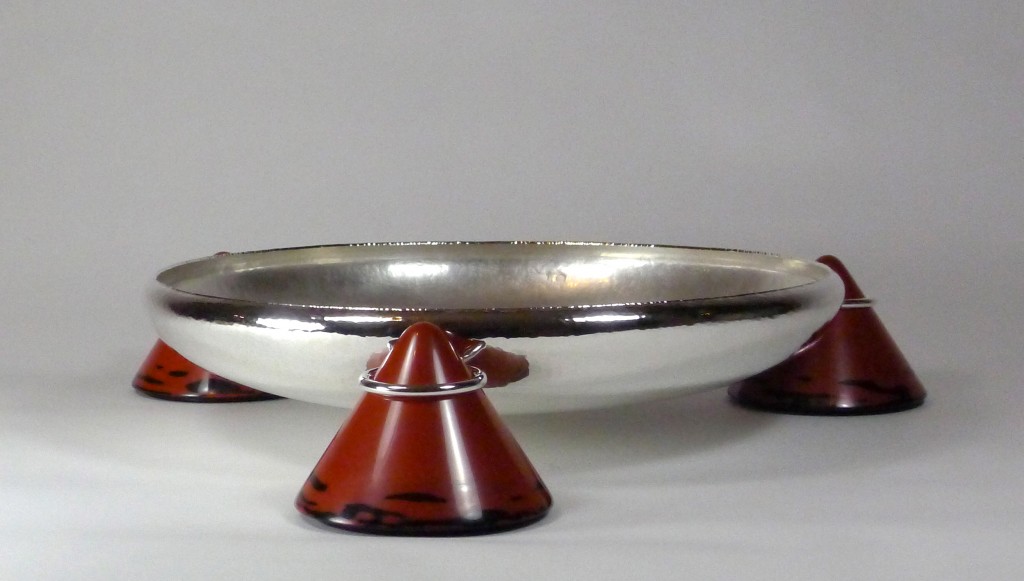 Silver bowl with cones