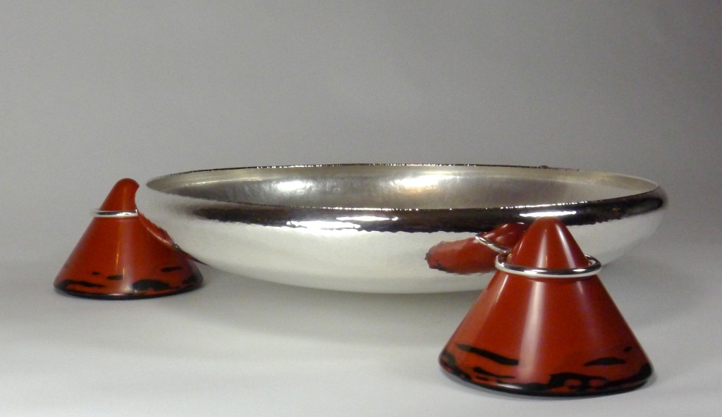 Silver bowl with cones