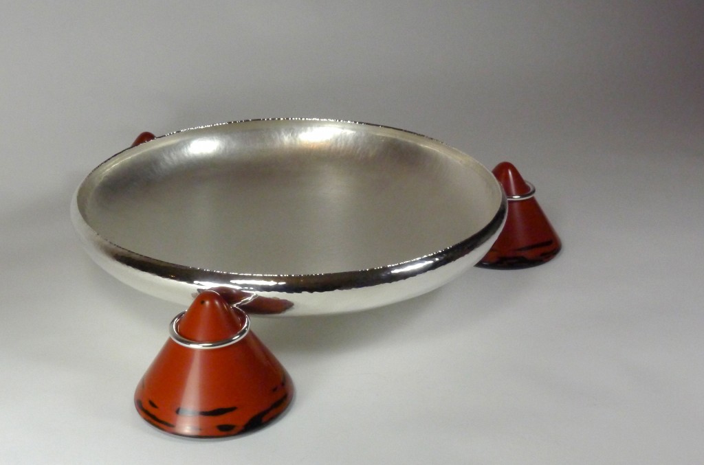 Silver bowl with cones